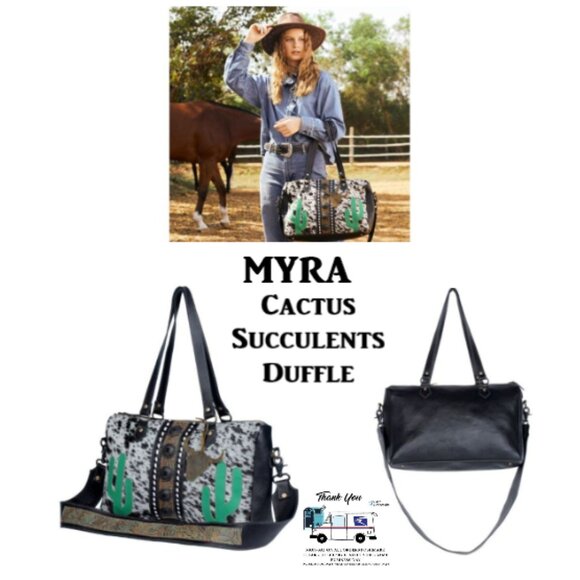 Myra Little Succulents Leather, Hide Duffle Bag🆕Ships Fast 💨⚡🚚 - Picture 1 of 15